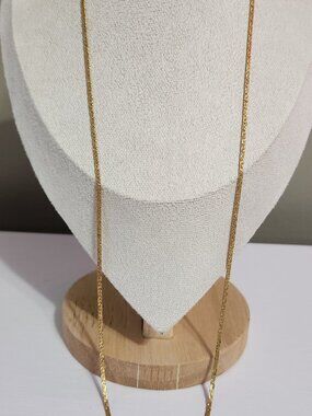 Vintage Monet Gold Tone Textured Chain Necklace 26.5" Signed